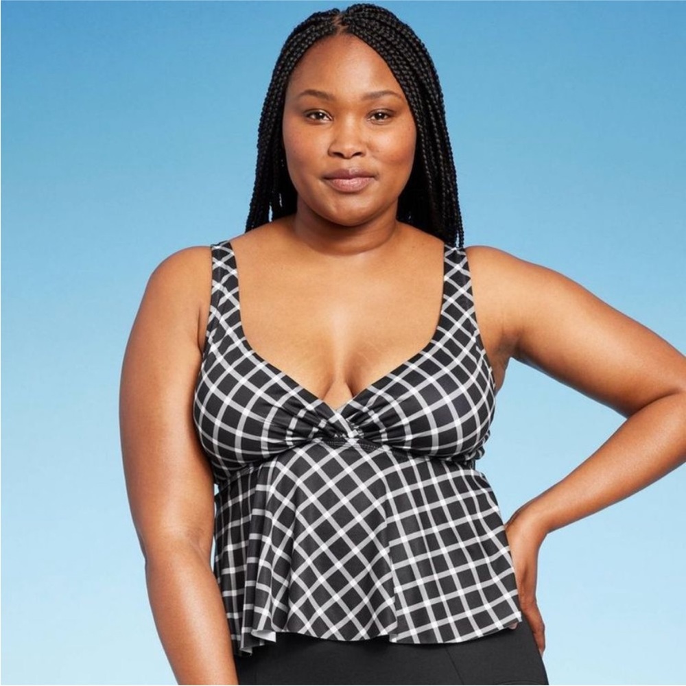 Kona Sol Black and White Bustier Peplum tankini - Picture 8 of 9